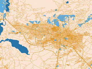 Fototapeta premium Simplified city layout of Kahramanmaras, Türkiye