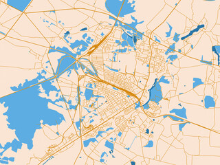 Obraz premium Cartographic city illustration of Korosten, Ukraine
