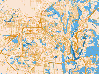 Fototapeta premium Urban cartographic illustration — Poltava, Ukraine