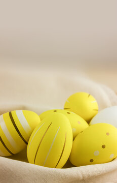 Easter eggs on a light bakcground with copy spase
