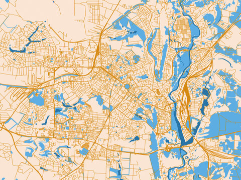 Urban cartographic illustration &mdash; Poltava, Ukraine