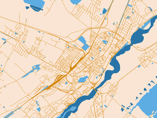 Fototapeta premium City map poster of Stryi, Ukraine – mustard-gold streets on cream