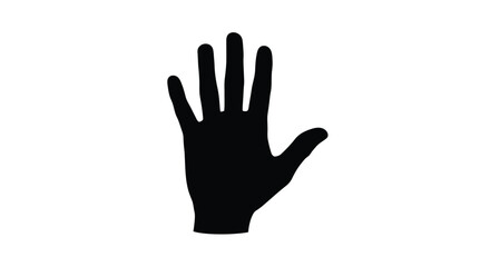 Obraz premium A dark solid hand shape presented as a black silhouette
