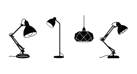Assortment of modern lamps in a striking black silhouette © Santa