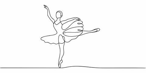 Elegant ballerina depicted in a continuous line drawing style © Ruhidas