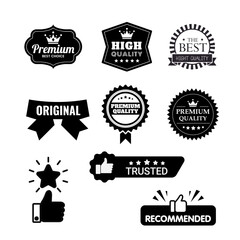 Fototapeta premium Premium Quality Badges Set Original Trusted Labels Collection Isolated on White Background