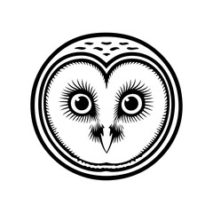 Logotipo con dibujo sencillo con líneas de la cabeza de un mochuelo en un círculo, mirando de frente  © teracreonte