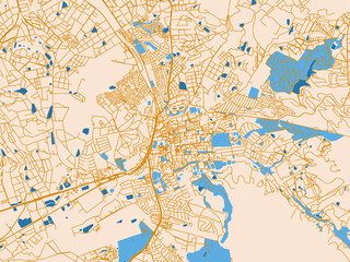 Fototapeta premium Road network map of Stellenbosch, South Africa