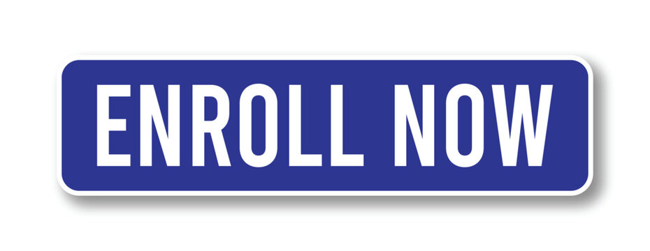 Enroll Now button vector with bold white text, rounded corners, and subtle shadow for UI design