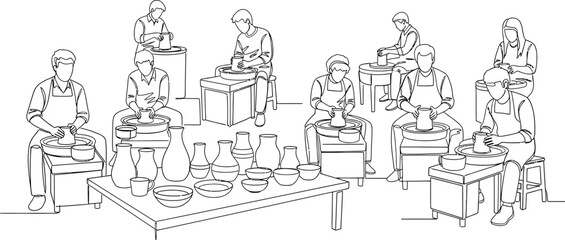 Obraz premium people working at desks in office