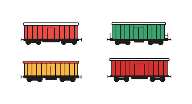 Boxcar Line art vector set modern colorful pattern