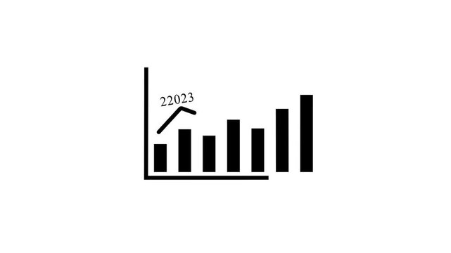 Simple black bar graph icon with increasing height on a white background chart data