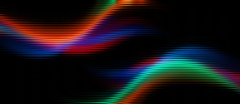 neon red blue green cyan gradient wave lines on black background vibrant glowing abstract futuristic texture for banner poster header modern digital design