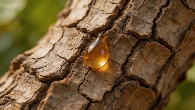 Resin drop on tree bark