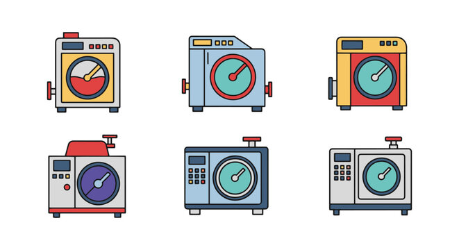 Autoclave Line art vector set minimal graphic abstract
