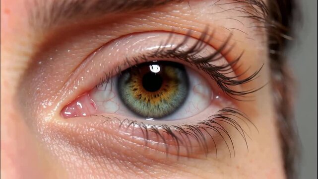 Scientific Macro of Human Eye Pupil Dilating in Changing Light