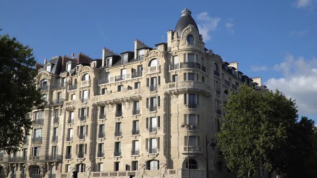 Classic corner building facade in the 12th arrondissement of Paris, France.