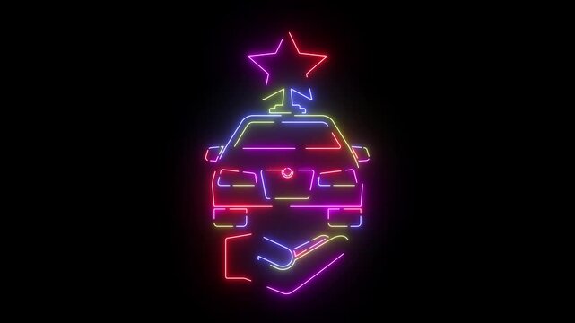 Five star rating neon line icon seamless loop