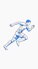 Fototapeta premium Soccer Player Sprint Running Line Art Vector Silhouette French Colors Isolated