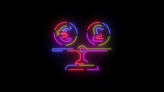 Broker Euros Britain neon line icon seamless loop
