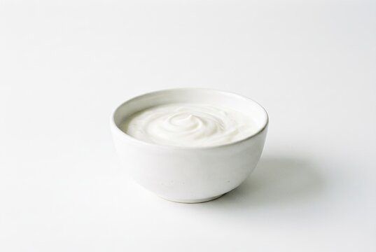 Minimalist Studio Shot of Skyr with Delicate Swirl, Emphasizing Purity and Simplicity