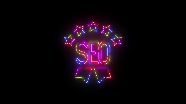 Award rosette neon line icon seamless loop