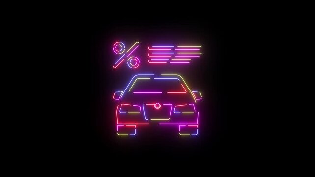Used car contract neon line icon seamless loop