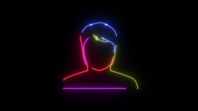 User profile neon line icon seamless loop