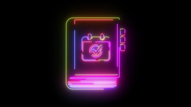 Recommended checkmark neon line icon seamless loop
