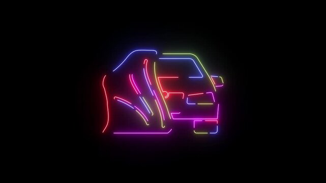 Used car contract neon line icon seamless loop