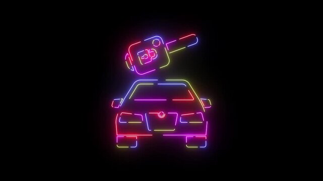 Parking security neon line icon seamless loop