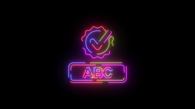 Recommended checkmark neon line icon seamless loop