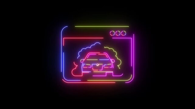 Air conditioning neon line icon seamless loop