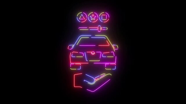Online store neon line icon seamless loop