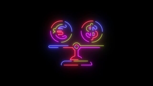 Value Equilibrium Leverage neon line icon seamless loop