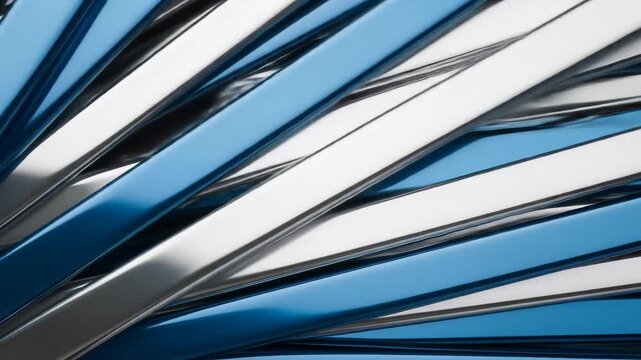 Abstract Blue and White Metallic Stripes Background.