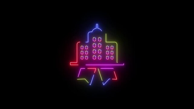 Hotel rating neon line icon seamless loop
