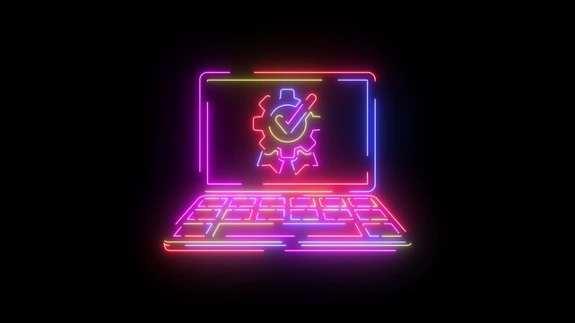 Recommended checkmark neon line icon seamless loop
