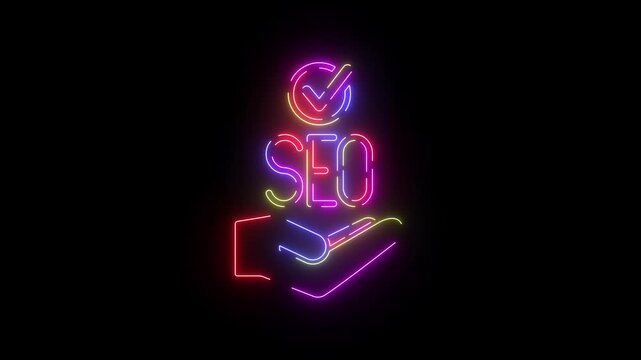 Recommended checkmark neon line icon seamless loop