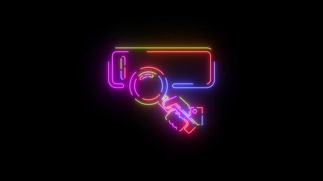 SEO settings neon line icon seamless loop