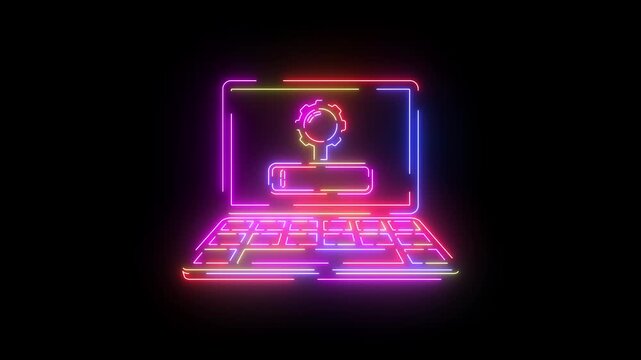 Time settings neon line icon seamless loop
