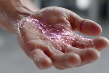 Fototapeta premium Hand Holding Sparkling Energy Sphere