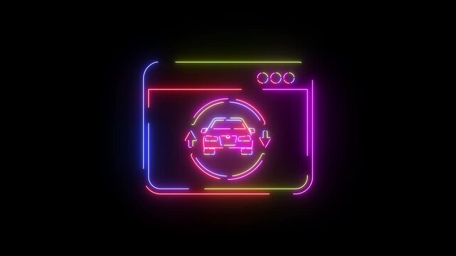 Car sharing neon line icon seamless loop