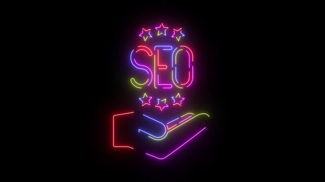 Five star rating neon line icon seamless loop