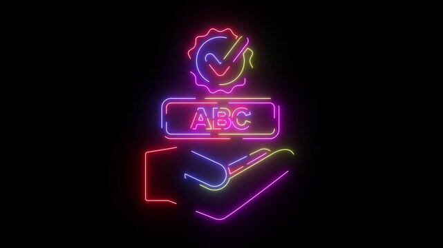 Recommended checkmark neon line icon seamless loop