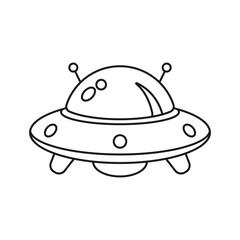 Fototapeta premium UFO spaceship icon in flat style. Spacecraft linear stroke vector illustration on isolated background. Futuristic transport outline sign business concept.