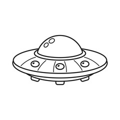 Fototapeta premium UFO spaceship icon in flat style. Spacecraft linear stroke vector illustration on isolated background. Futuristic transport outline sign business concept.