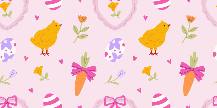 Easter whimsy seamless pattern