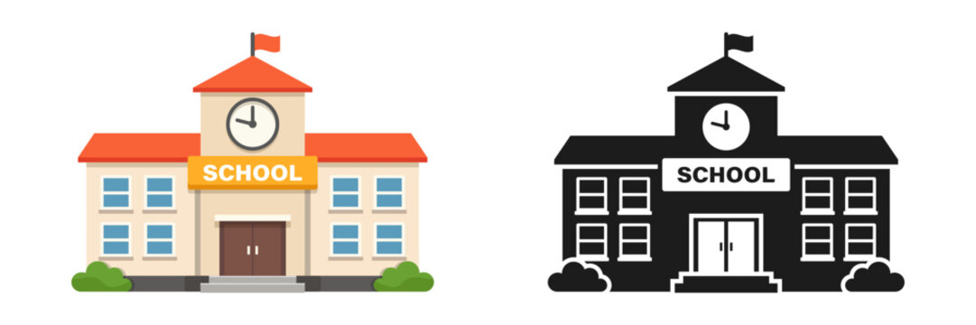 School building icon in flat style. Education house vector illustration on isolated background. College and institute sign business concept.