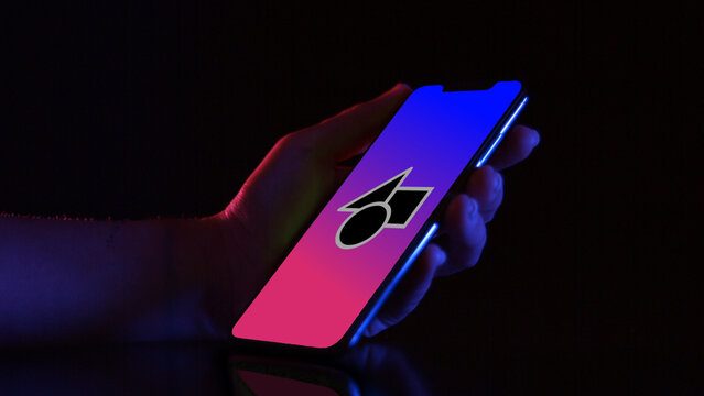 Mobile Dark Mockup 1 Dolly Color &ndash; Modern Smartphone Screen in Dark Theme, Black Device Presentation with Touch Gestures for App UI UX Showcase and Social Media Content